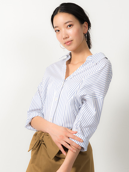 【水川あさみさん着用】バックスリットネックシャツ