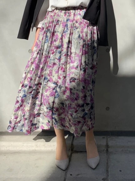 フジテレビ 永島優美アナウンサー着用 サテンギャザーロングスカート レディースファッション通販のtonal トーナル 公式通販サイト