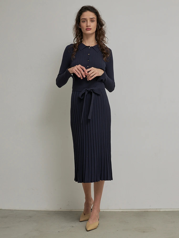 衿付リブニットフレアワンピース | レディースファッション通販のTONAL