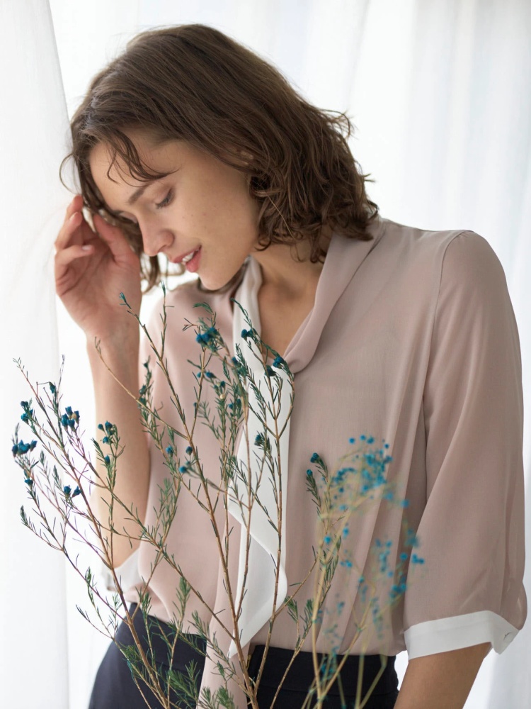 バイカラーボウタイ7分袖ブラウス レディースファッション通販のtonal トーナル 公式通販サイト