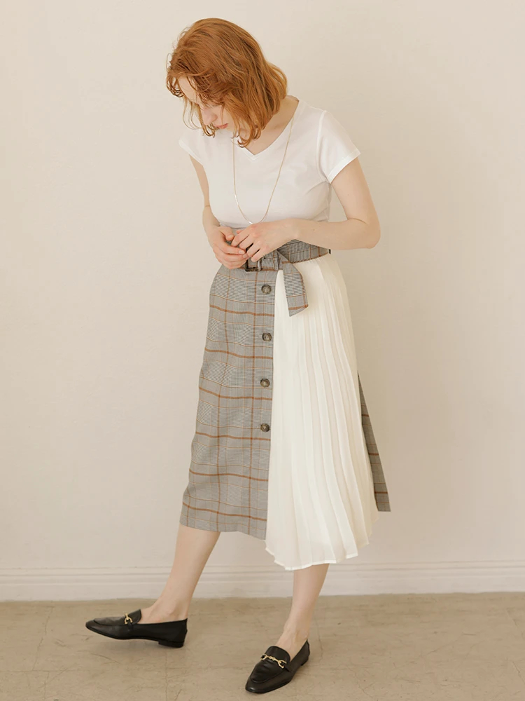 チェックアシメトレンチスカート | レディースファッション通販のTONAL