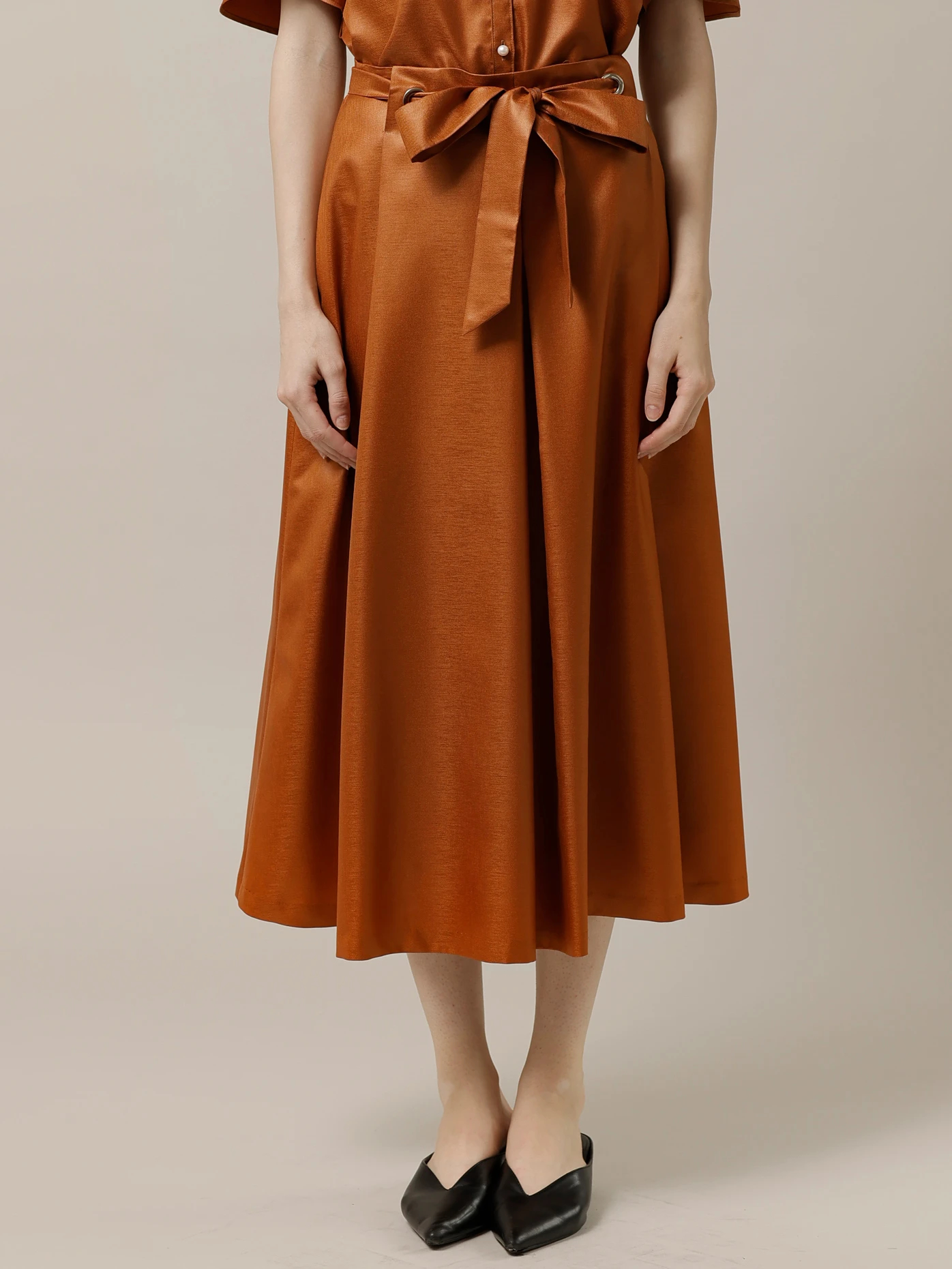ハトメウエストリボンフレアスカート | レディースファッション通販の