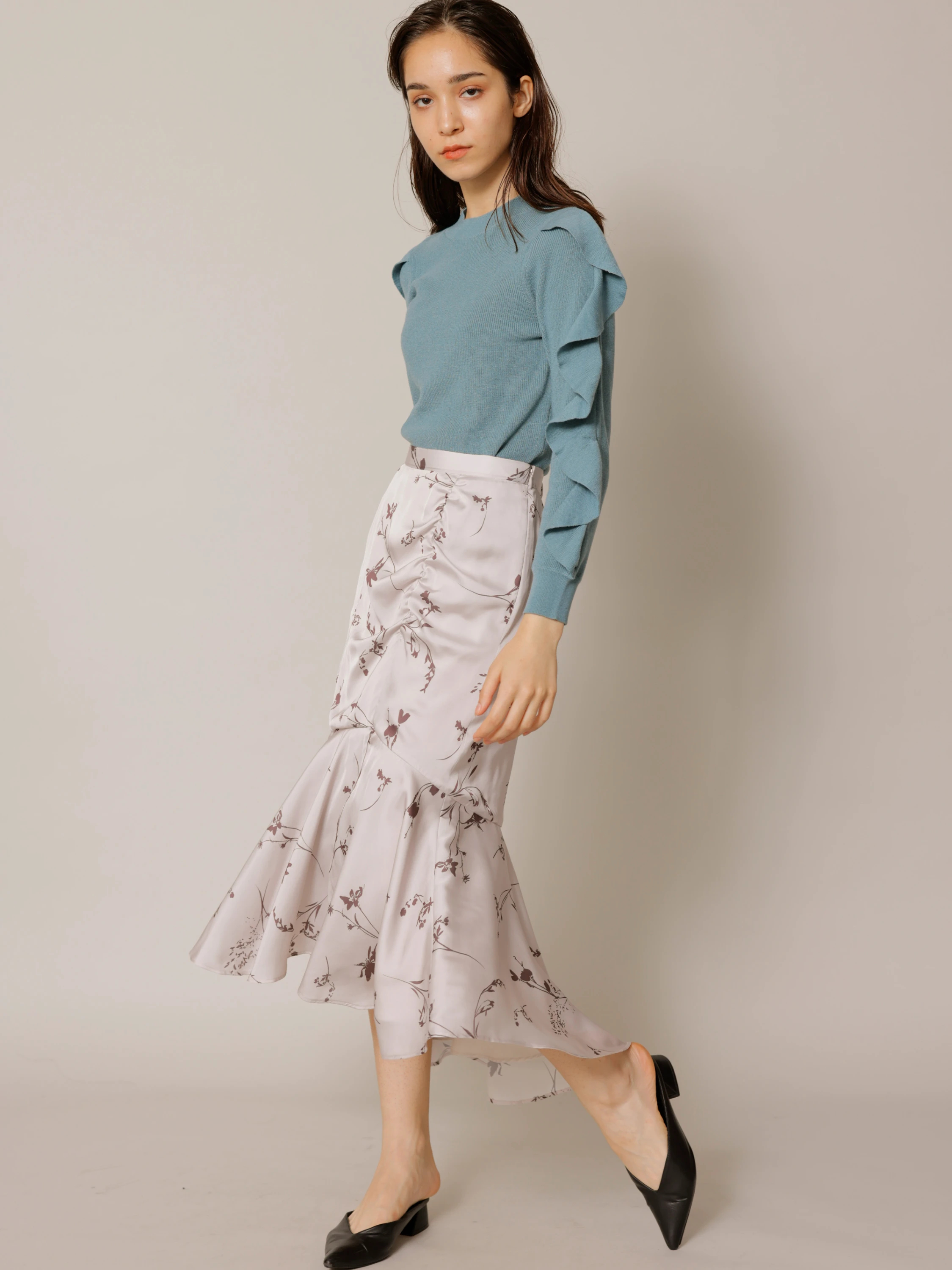 レトロフラワーギャザーマーメイドスカート | レディースファッション