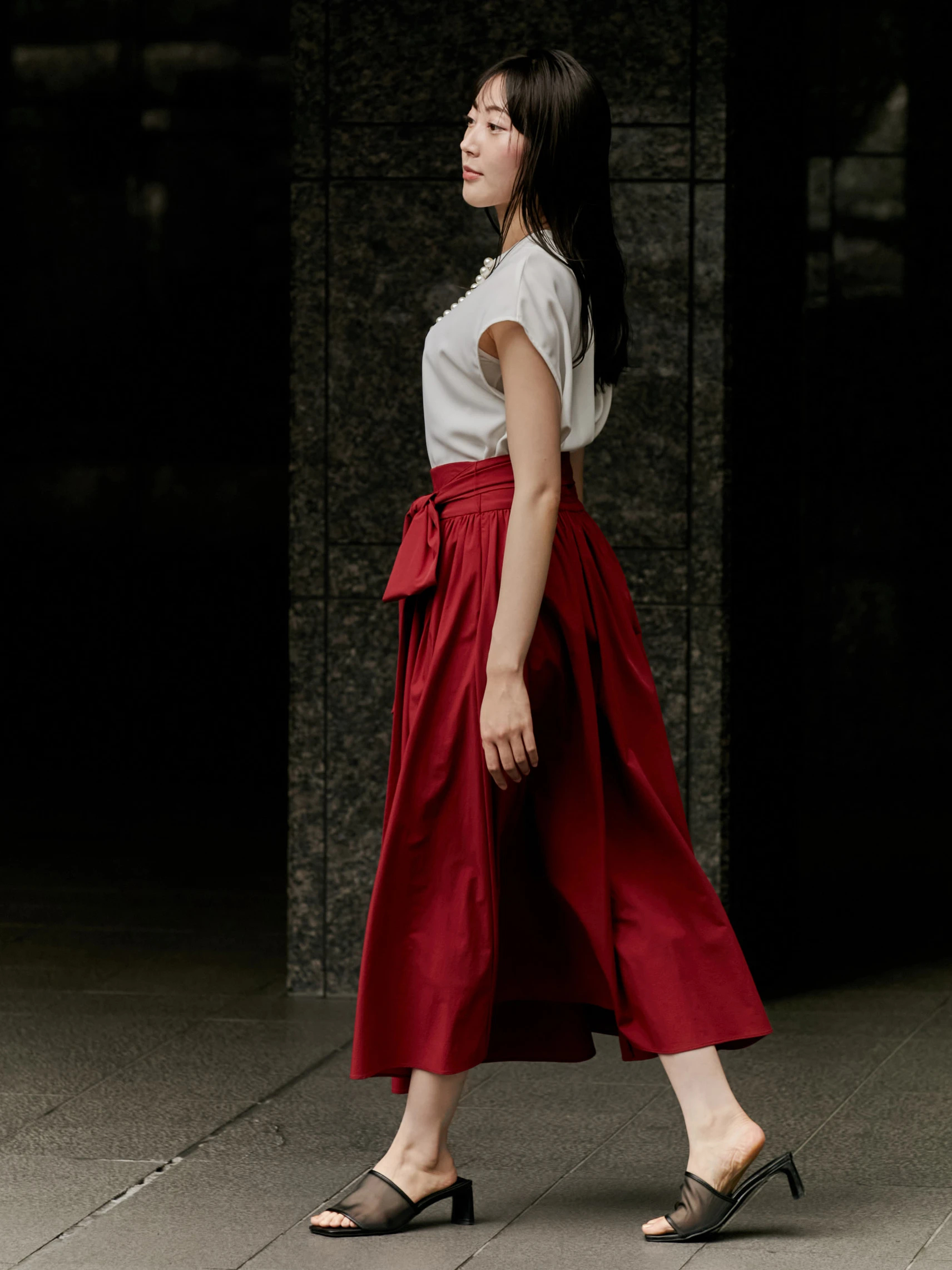 リボンギャザーフレアスカート | レディースファッション通販のTONAL