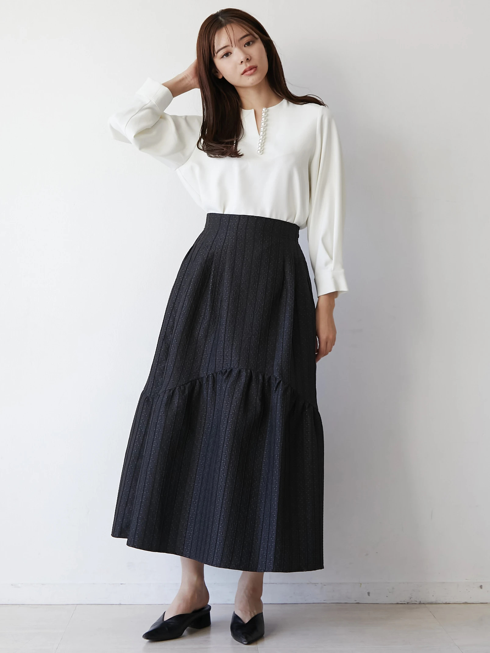 ストライプJQギャザースカート | レディースファッション通販のTONAL