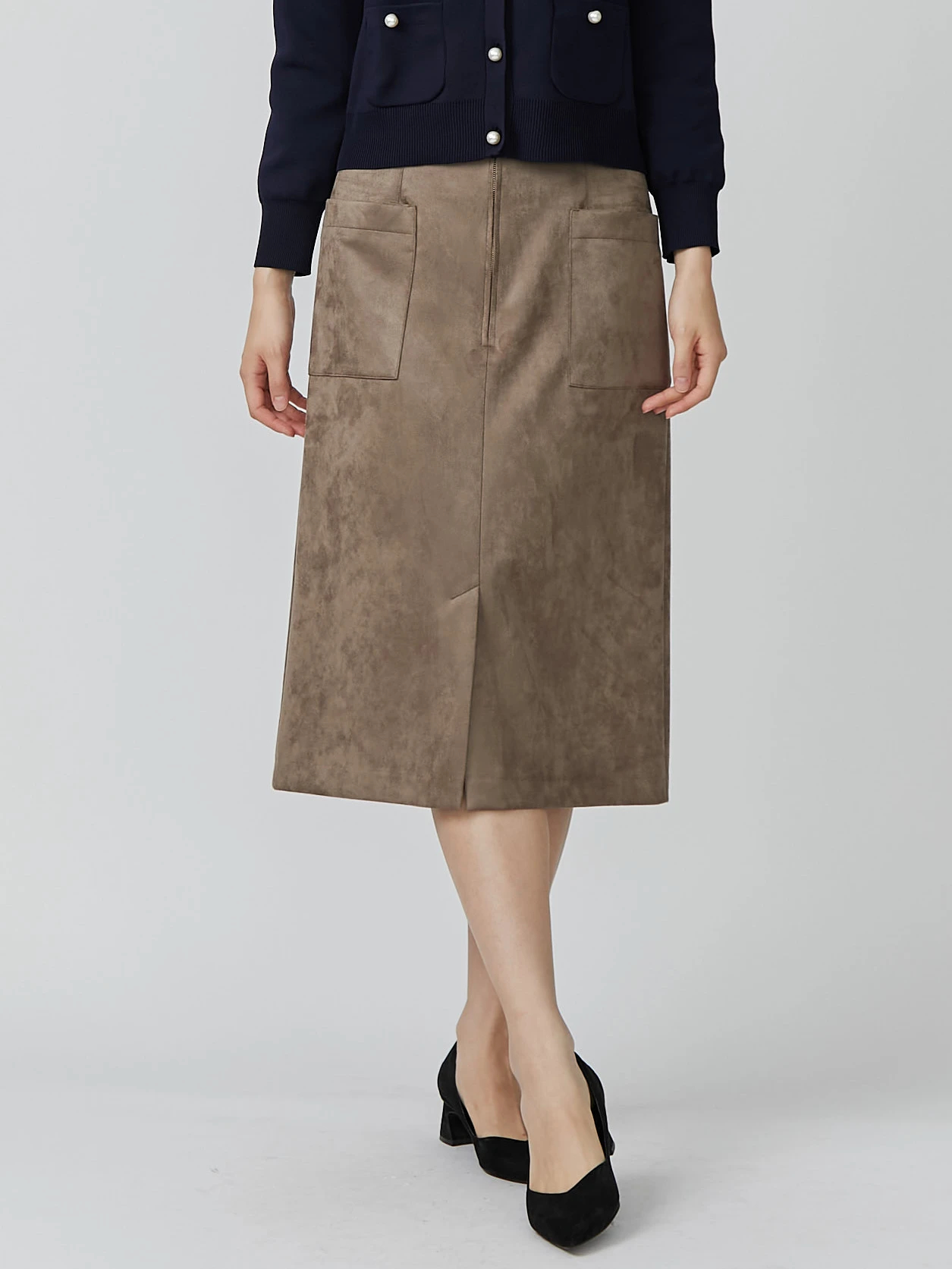 フェイクスエードZIPタイトスカート | レディースファッション通販の