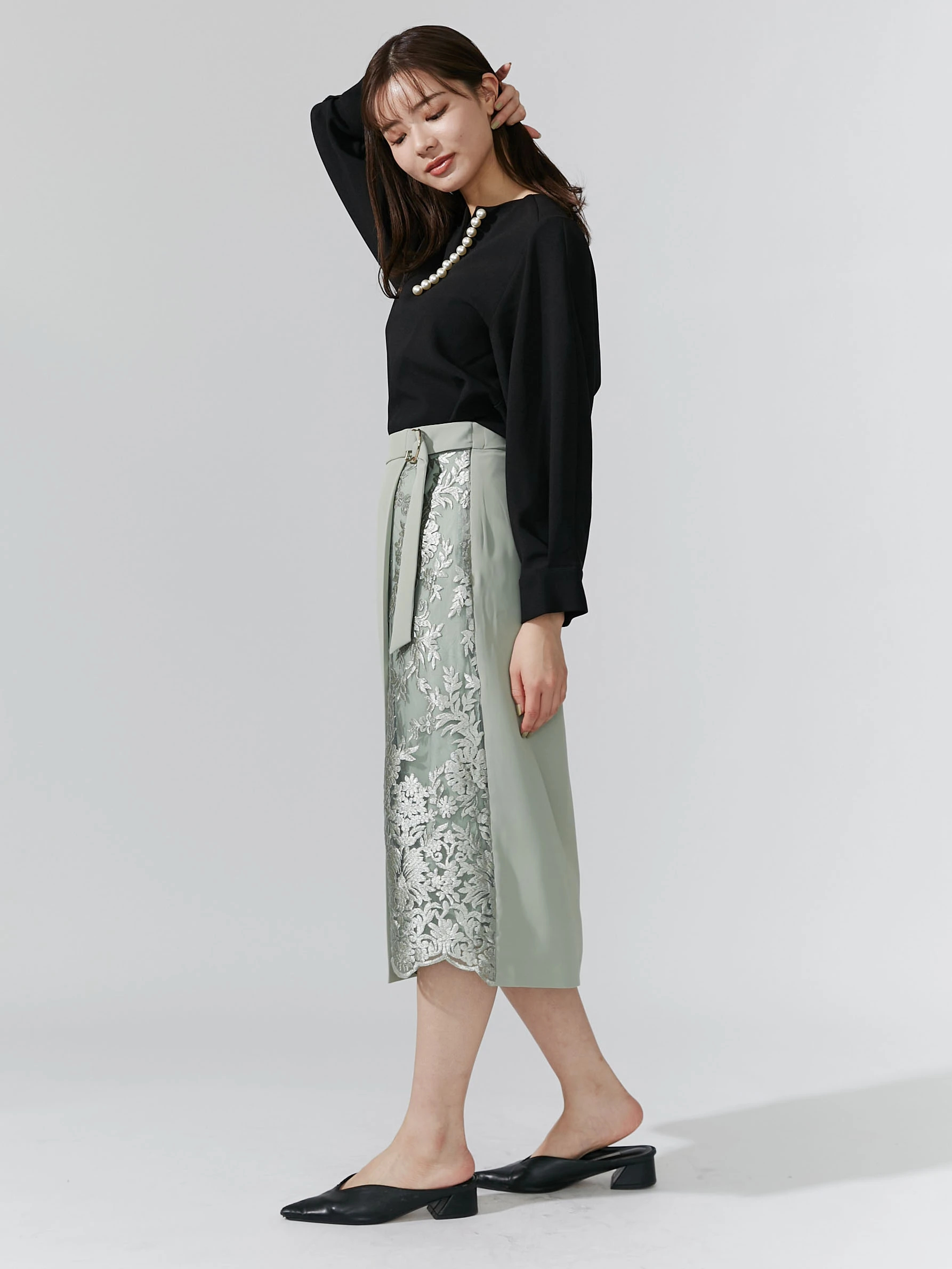 アシメレースタイトスカート | レディースファッション通販のTONAL 