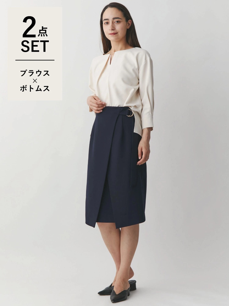 タックブラウス×ラップタイトスカート SETUP | レディースファッション 