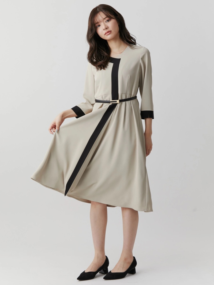 バイカラーアシメラインフレアワンピース | レディースファッション  