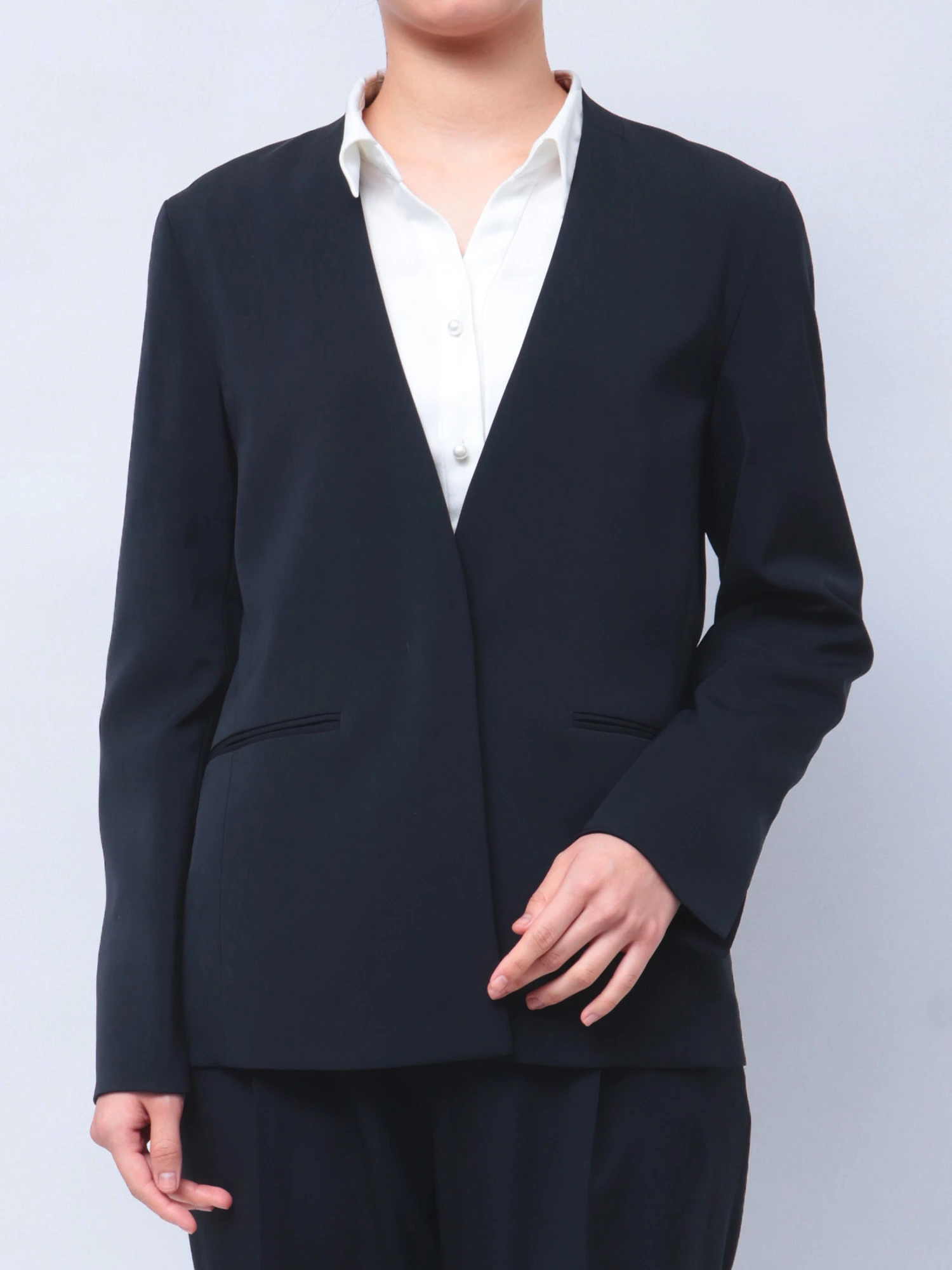 TONAL ノーカラージャケット ネイビー 38 ポリエステル 無地 新品 スーツノーカラージャケット | レディースファッション通販の