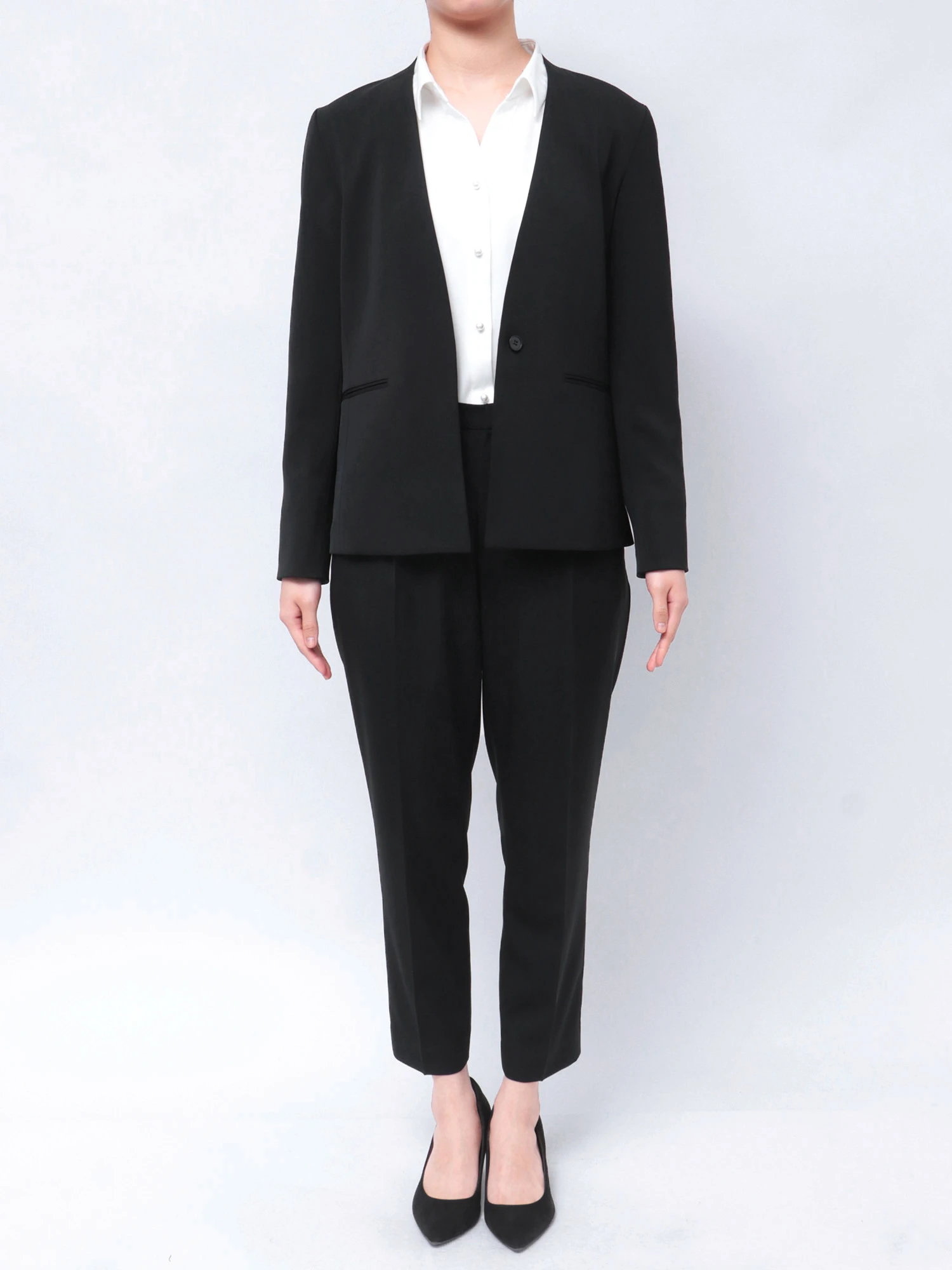 TONAL ノーカラージャケット　ネイビー　38 ポリエステル　無地　新品 TONAL ノーカラージャケット ネイビー 38 ポリエステル 無地