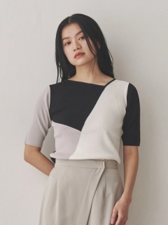 マルチカラーアシメネックニット | レディースファッション通販のTONAL  