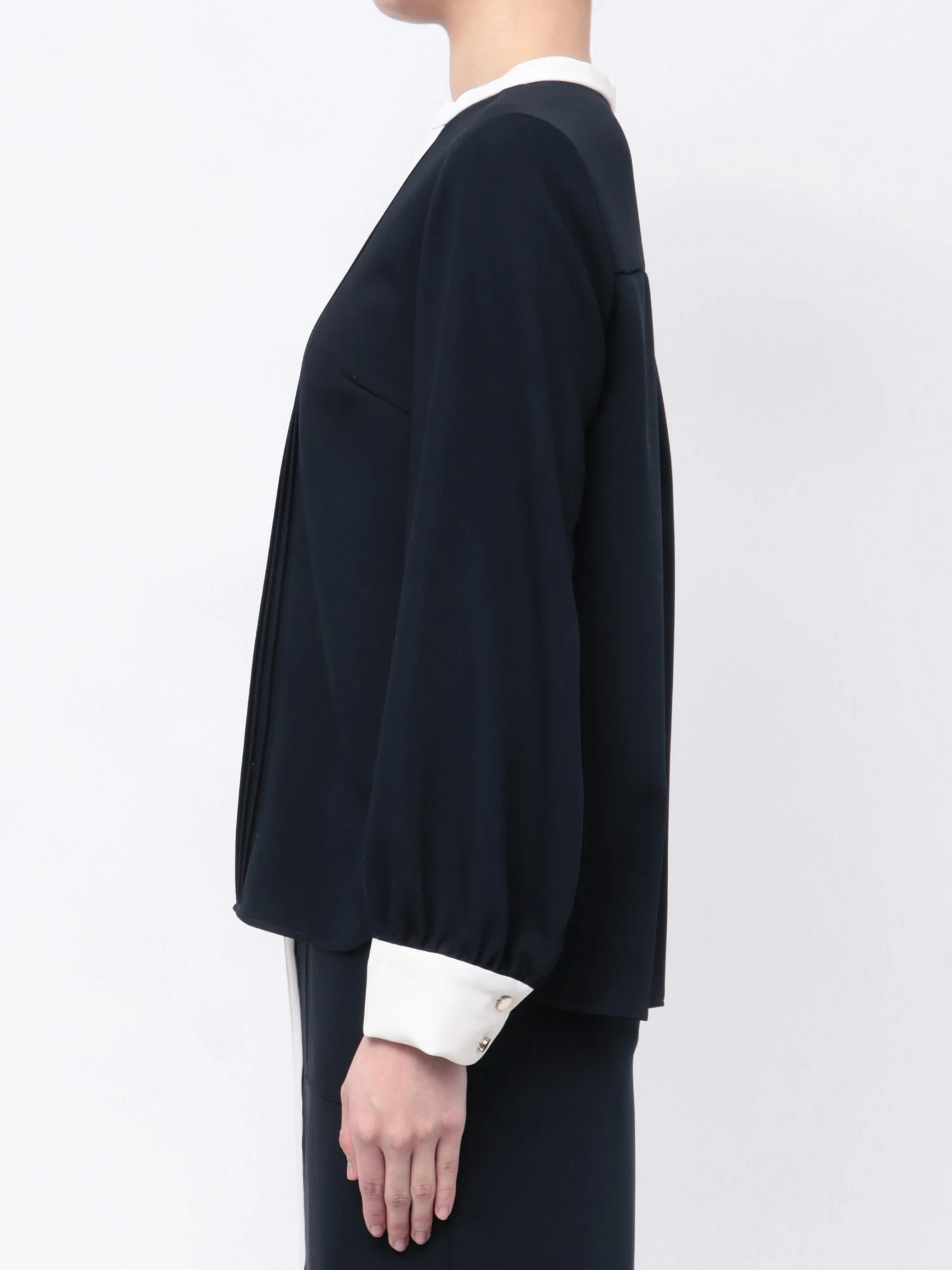 バイカラースキッパーピンタックブラウス | レディースファッション