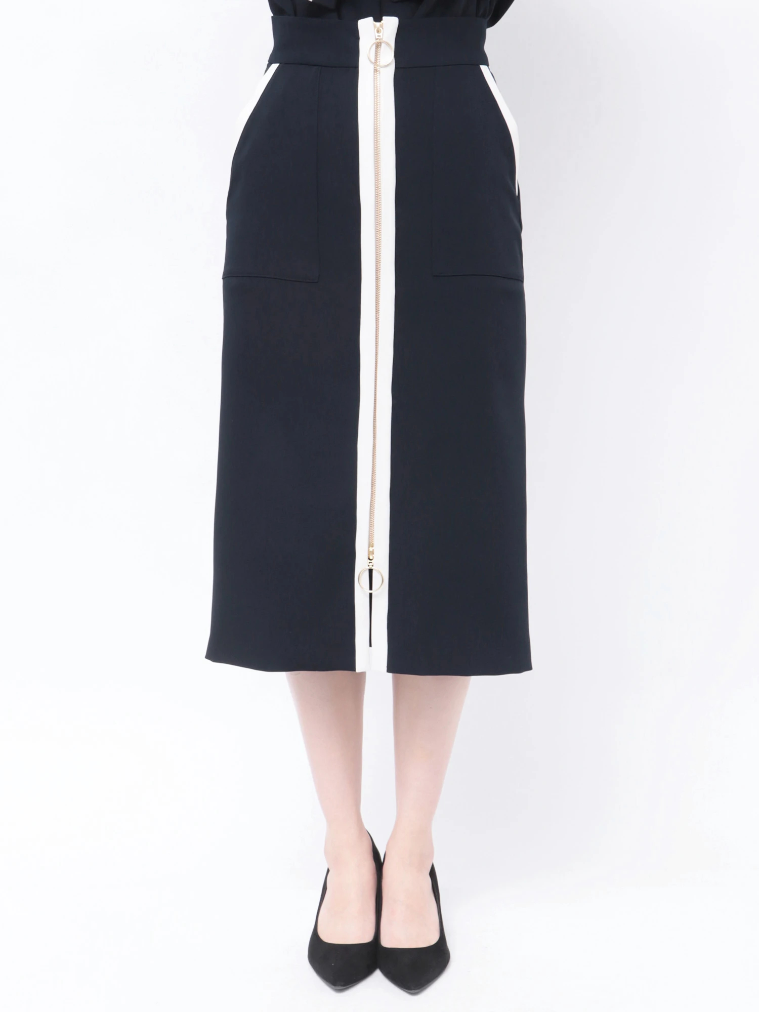 バイカラーフロントZIPタイトスカート | レディースファッション