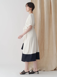 TONAL(トーナル) |バイカラーカシュクールクロスベルトワンピース