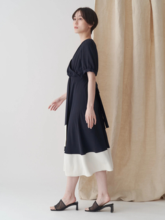 TONAL(トーナル) |バイカラーカシュクールクロスベルトワンピース