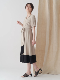TONAL(トーナル) |バイカラーカシュクールクロスベルトワンピース