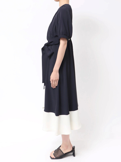 TONAL(トーナル) |バイカラーカシュクールクロスベルトワンピース