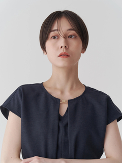 TONAL | フェイクリネンフロントバーブラウス