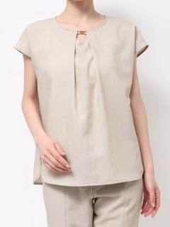 TONAL | フェイクリネンフロントバーブラウス