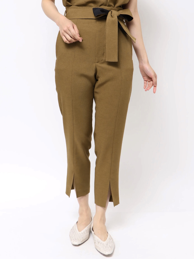 TONAL(トーナル) |フェイクリネンバイカラーベルトクロップドパンツ
