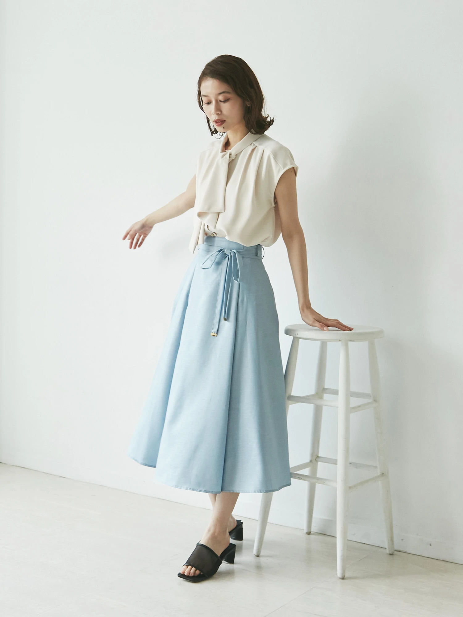ハイウエストタックフレアスカート | レディースファッション通販の