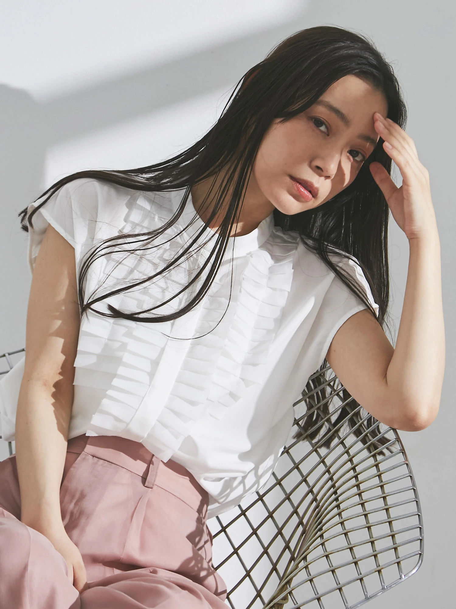 TORRAZZO DONNA フローラルシアーフリルトップス　ホワイト　タグ付き TORRAZZODONNA shikinaコラボ フローラルシアーフレアトップス
