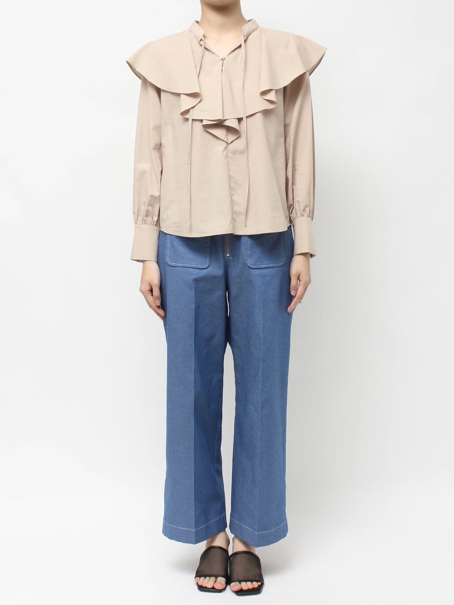 くまみみ　定価17,600円　トーナル TONAL パールフリルブラウス ウォームツイル配色STクルーブラウス | レディースファッション通販の