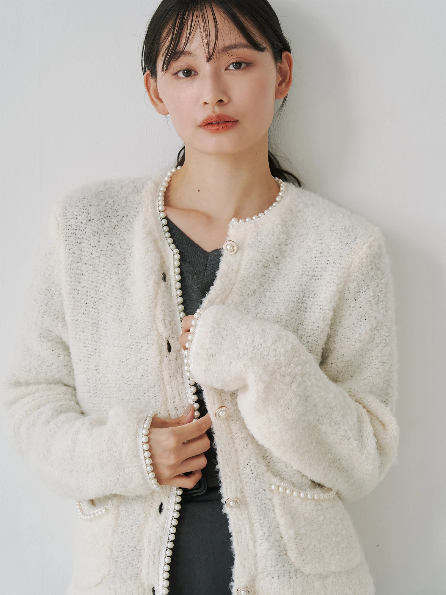 パールラインニットジャケット | レディースファッション通販のTONAL