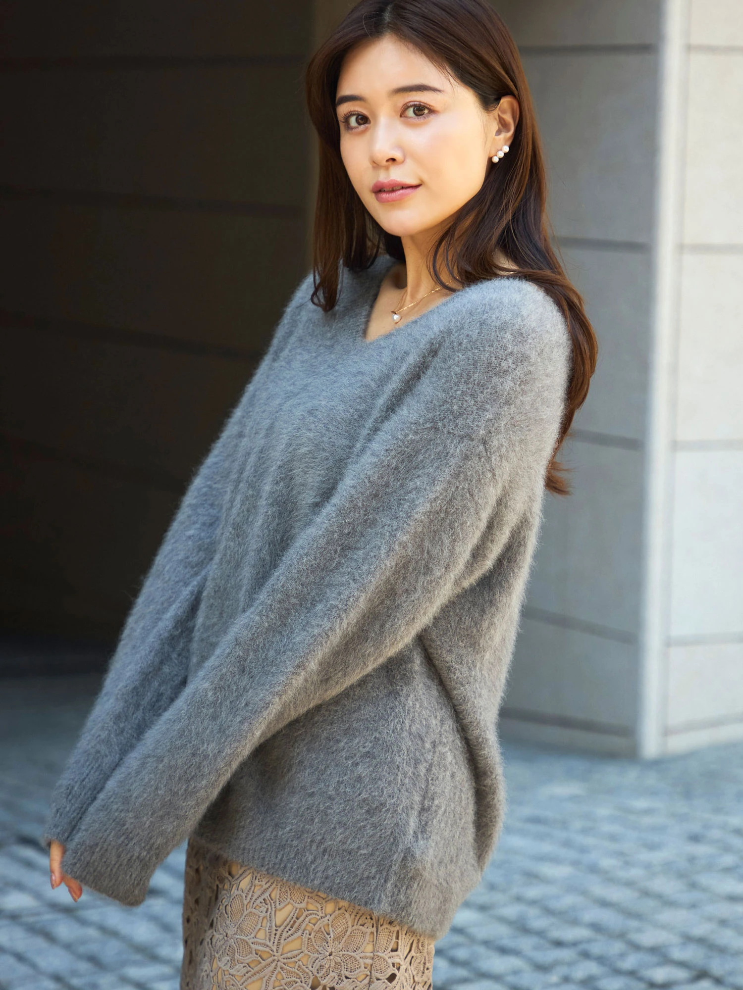PREMIUM FOX×CASHMERE Vネックプルオーバー | レディースファッション