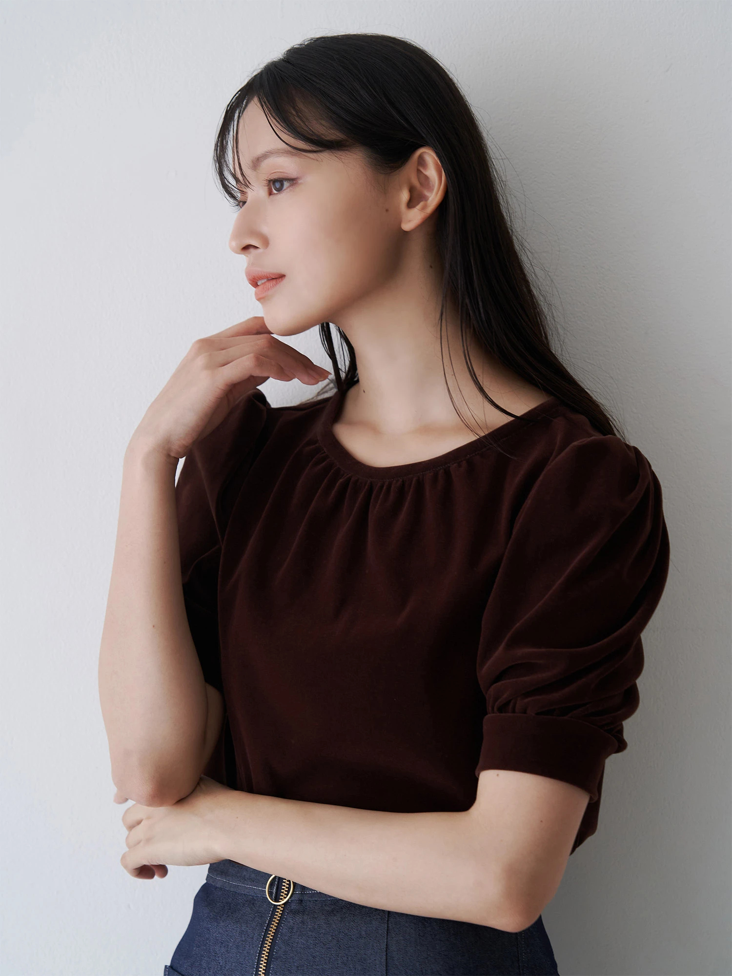 tシャツ フロッキーチュールギャザースリーブトップス レディース フロッキーチュールギャザースリーブトップス | レディース