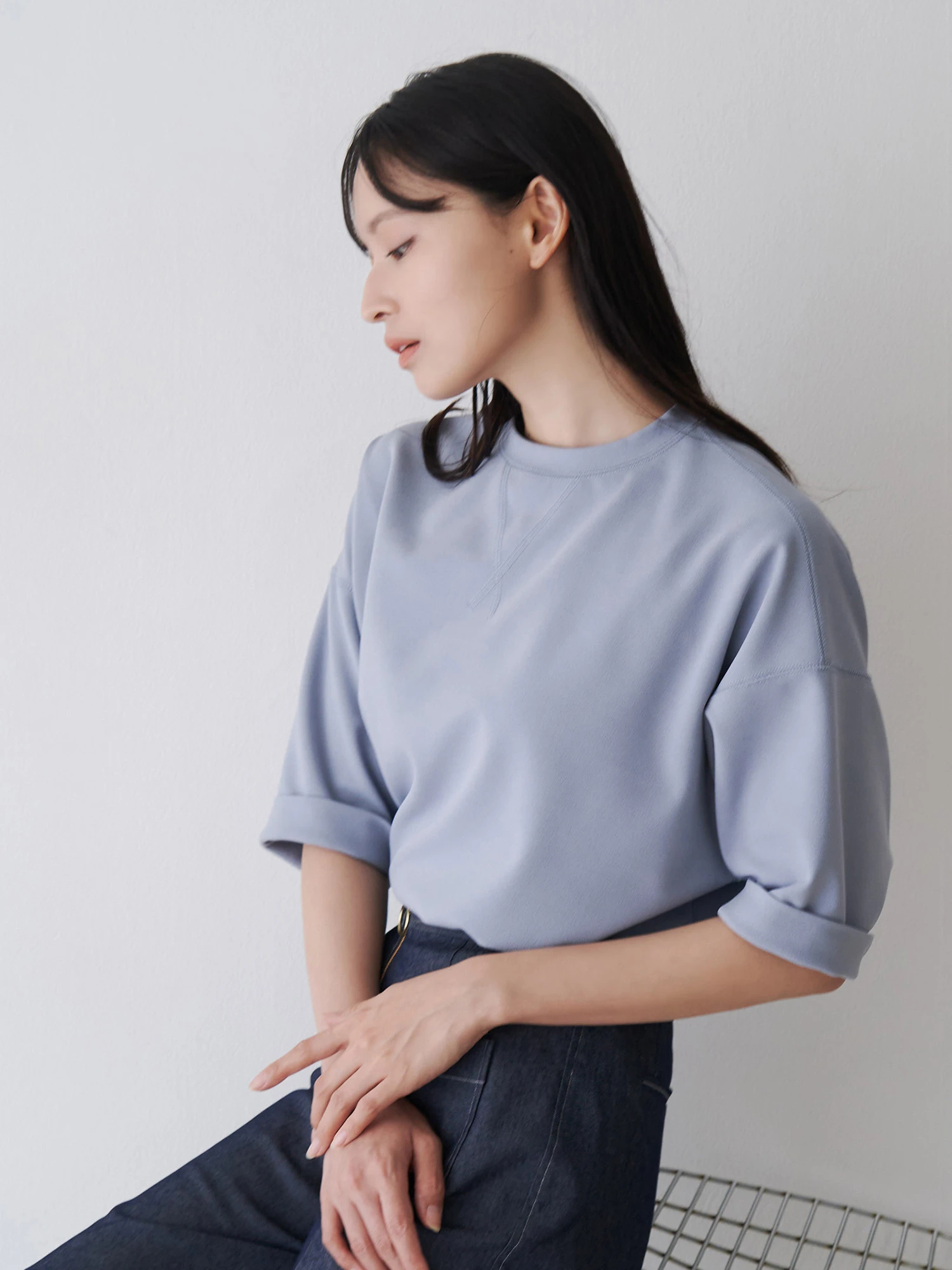 TONAL☆パールハイネック☆ノースリ☆ブラウス☆ネイビー♪トーナル　トップス TONAL トーナル パールハイネックノースリ ブラウス ネイビー size38
