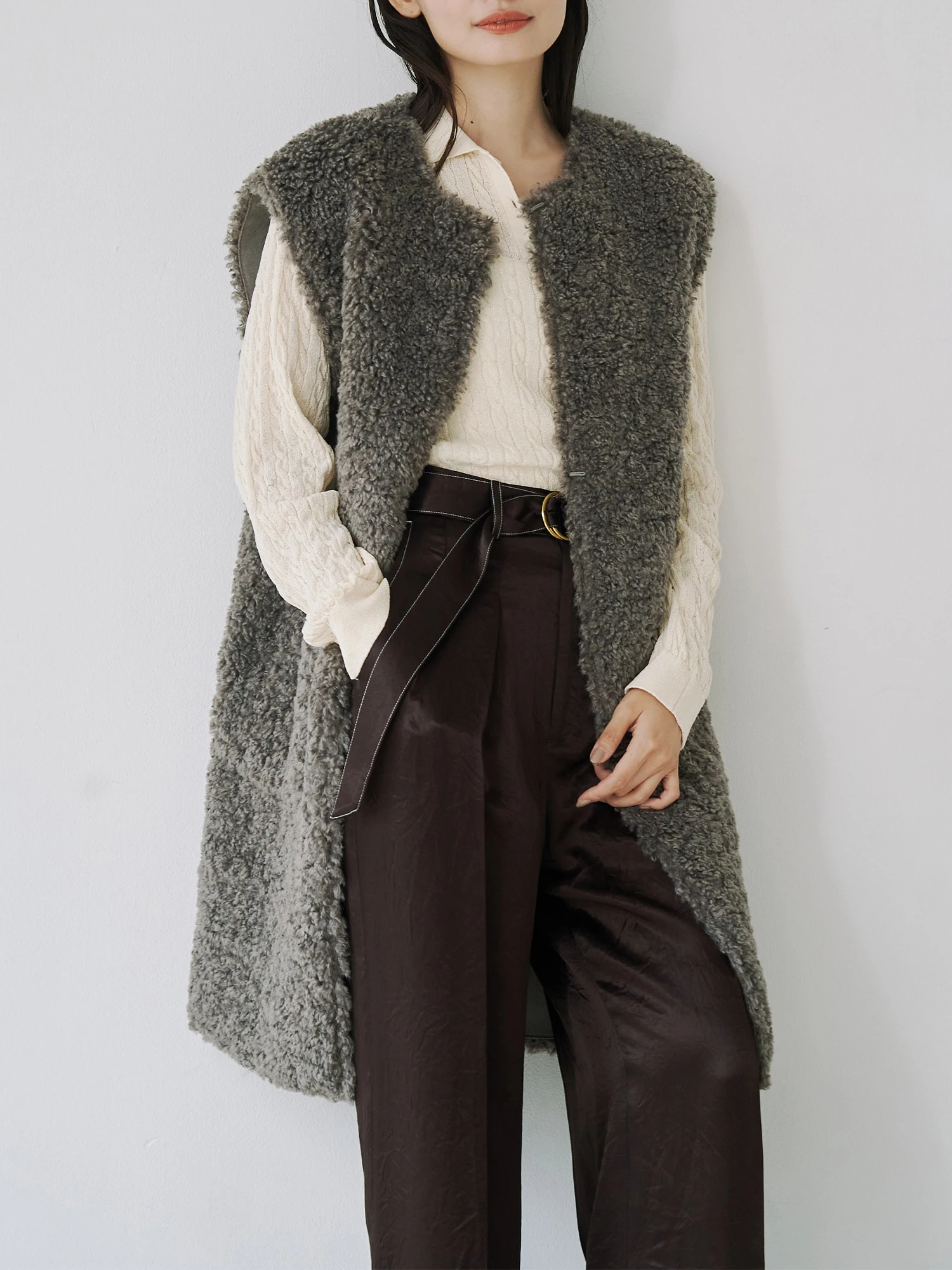 フェイクムートンリバーシブルジレ | レディースファッション通販の