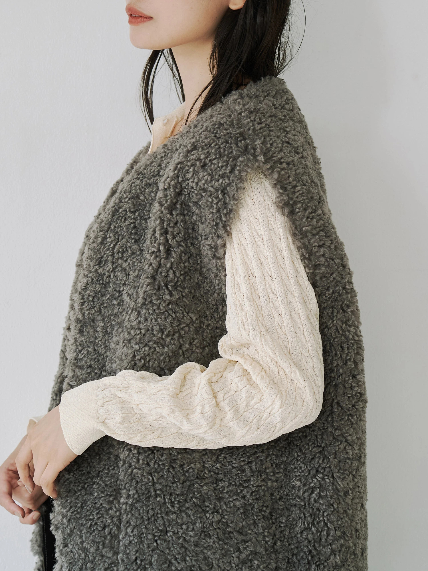 フェイクムートンリバーシブルジレ | レディースファッション通販の