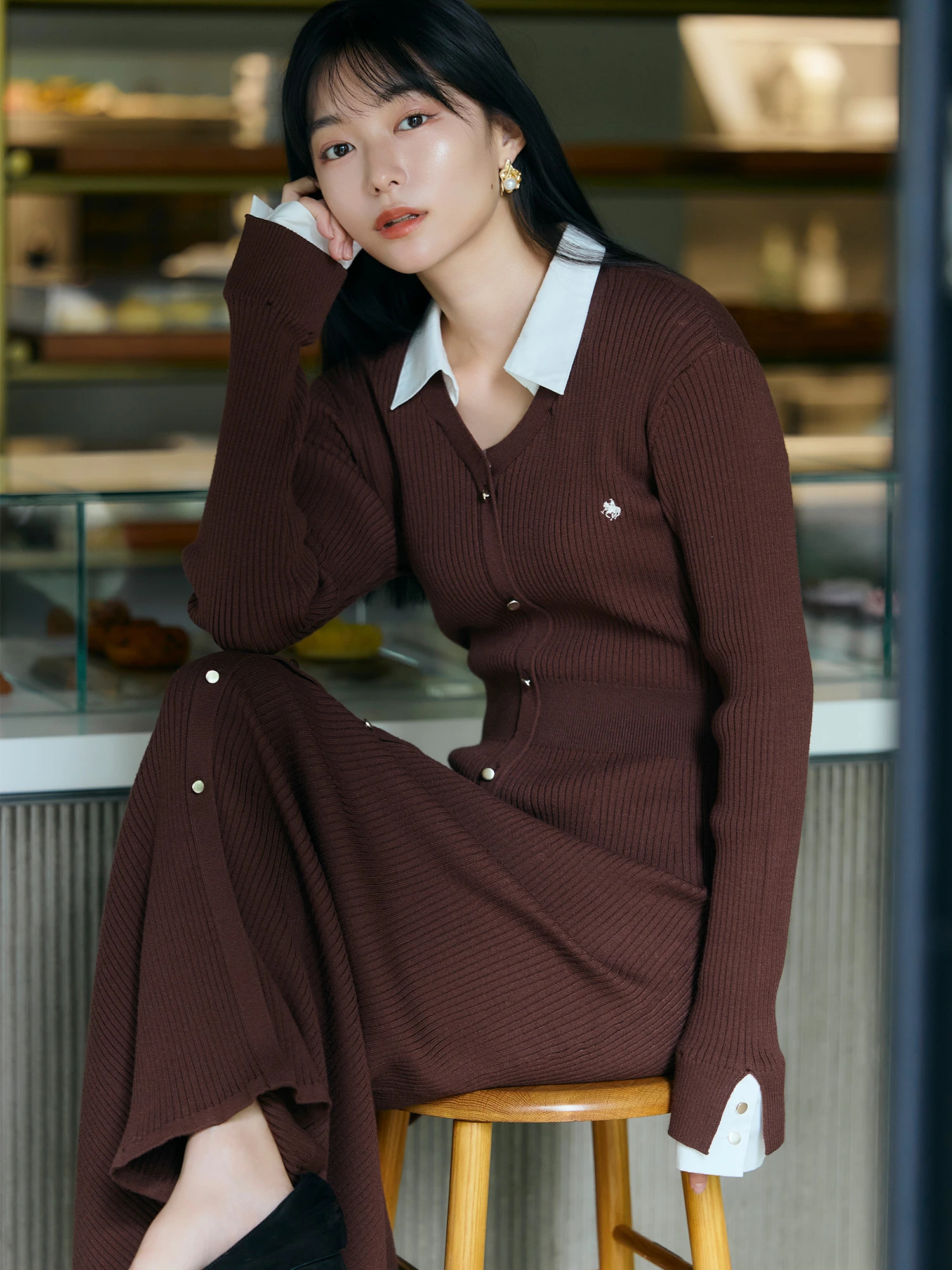 POLOBCS】シャツドッキングニットワンピース | レディースファッション