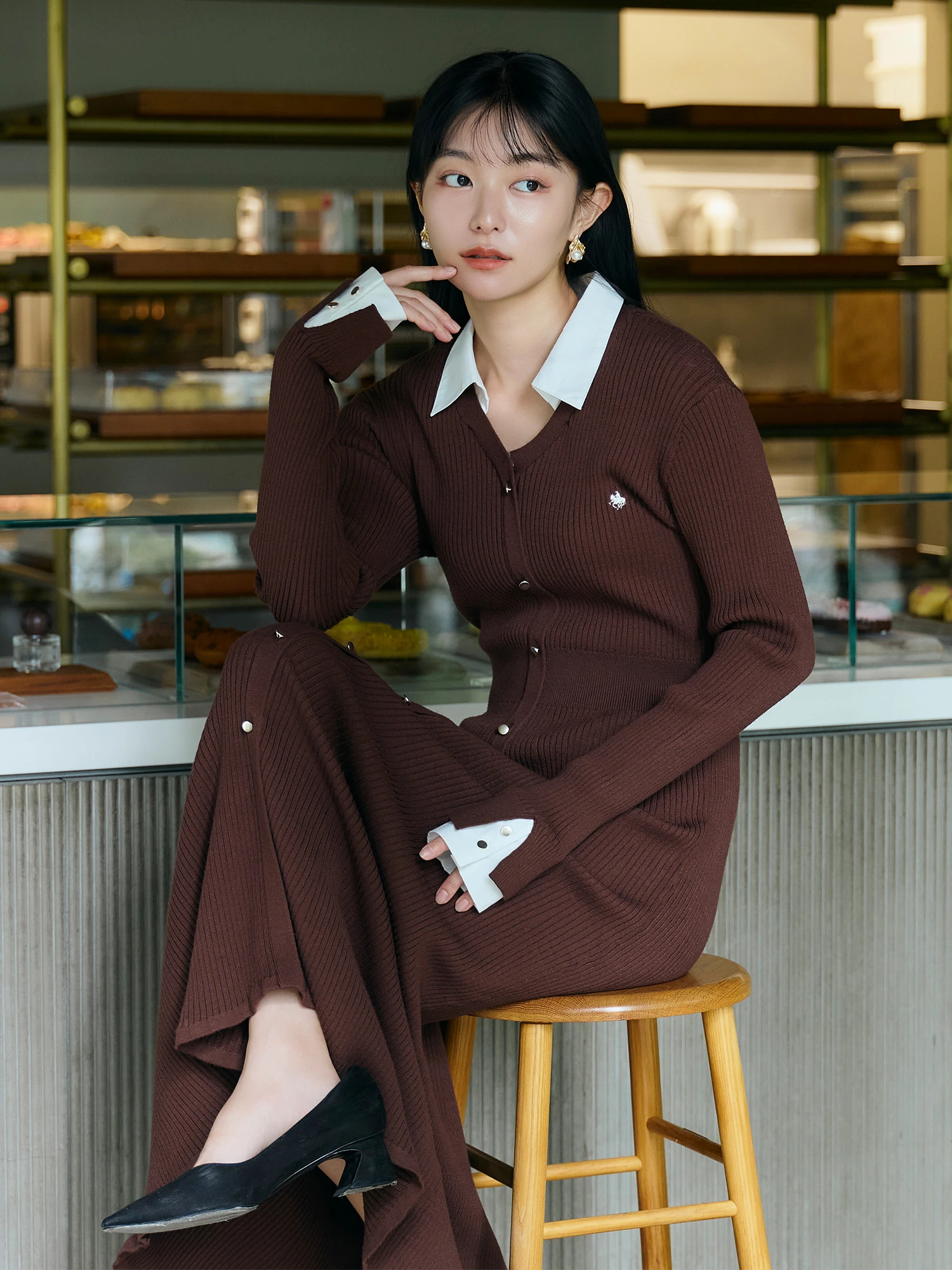 POLOBCS】シャツドッキングニットワンピース | レディースファッション