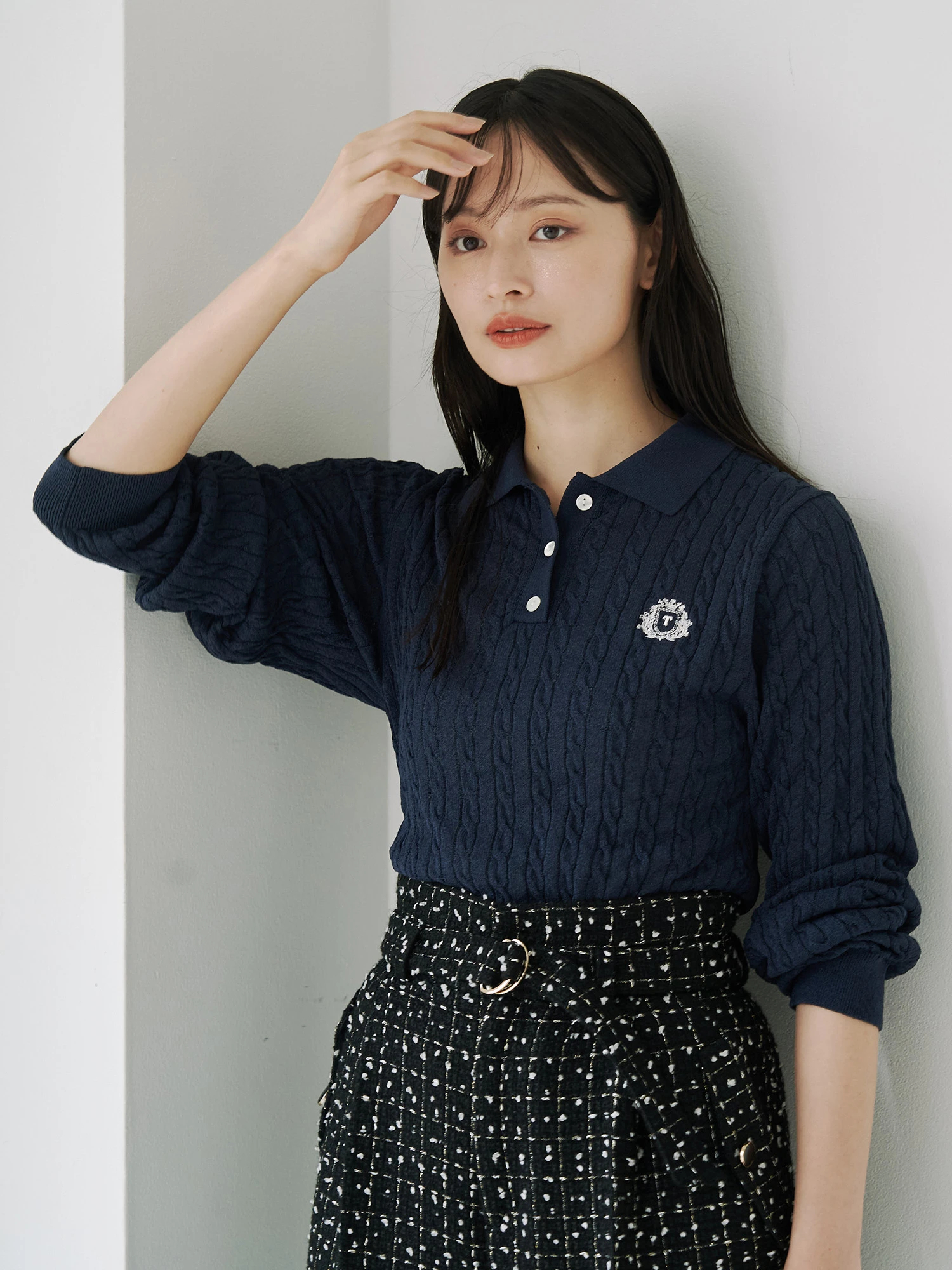 エンブレム刺繍ポロニット | レディースファッション通販のTONAL