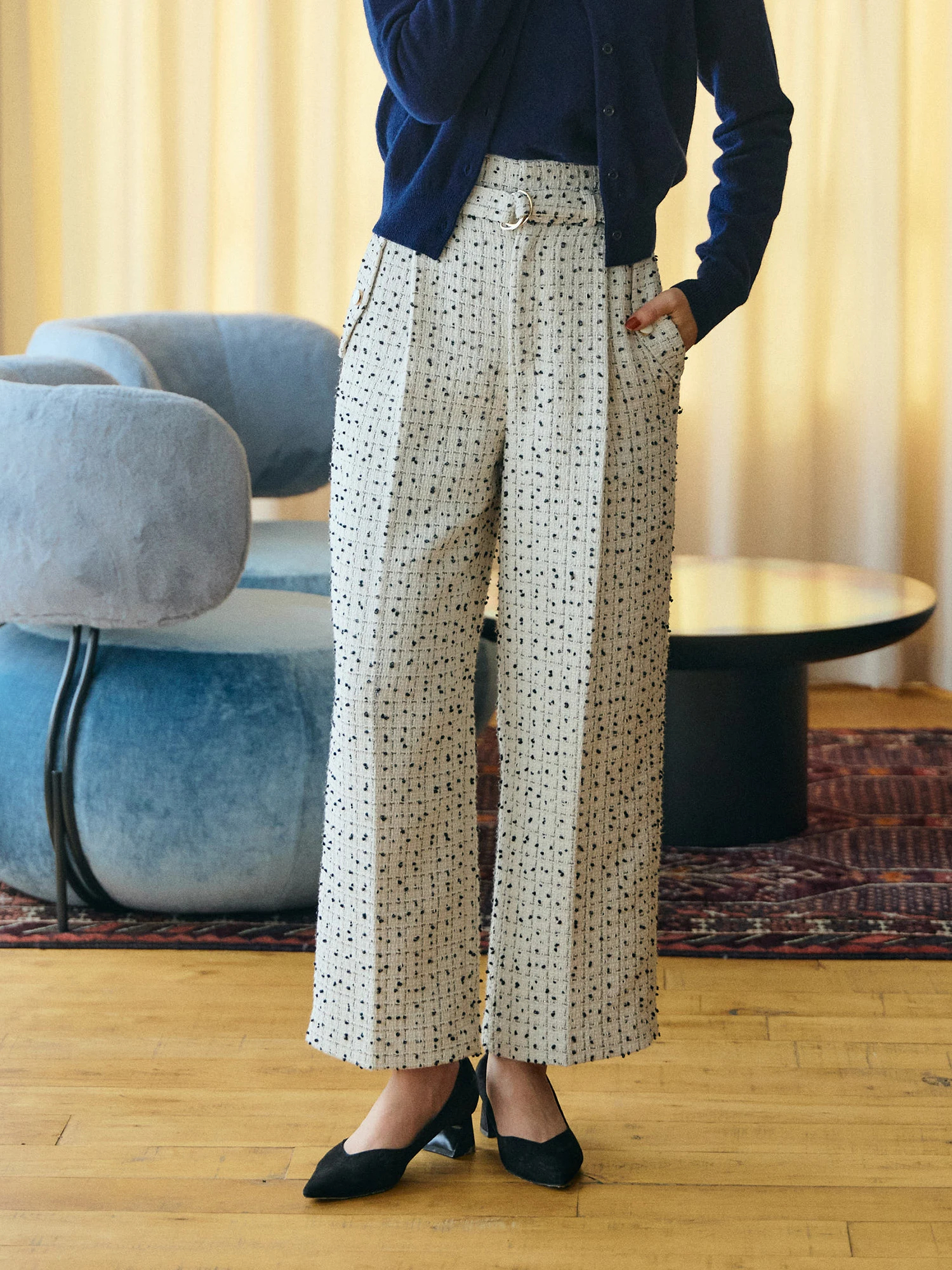 ツイードベルト付ワイドパンツ | レディースファッション通販のTONAL