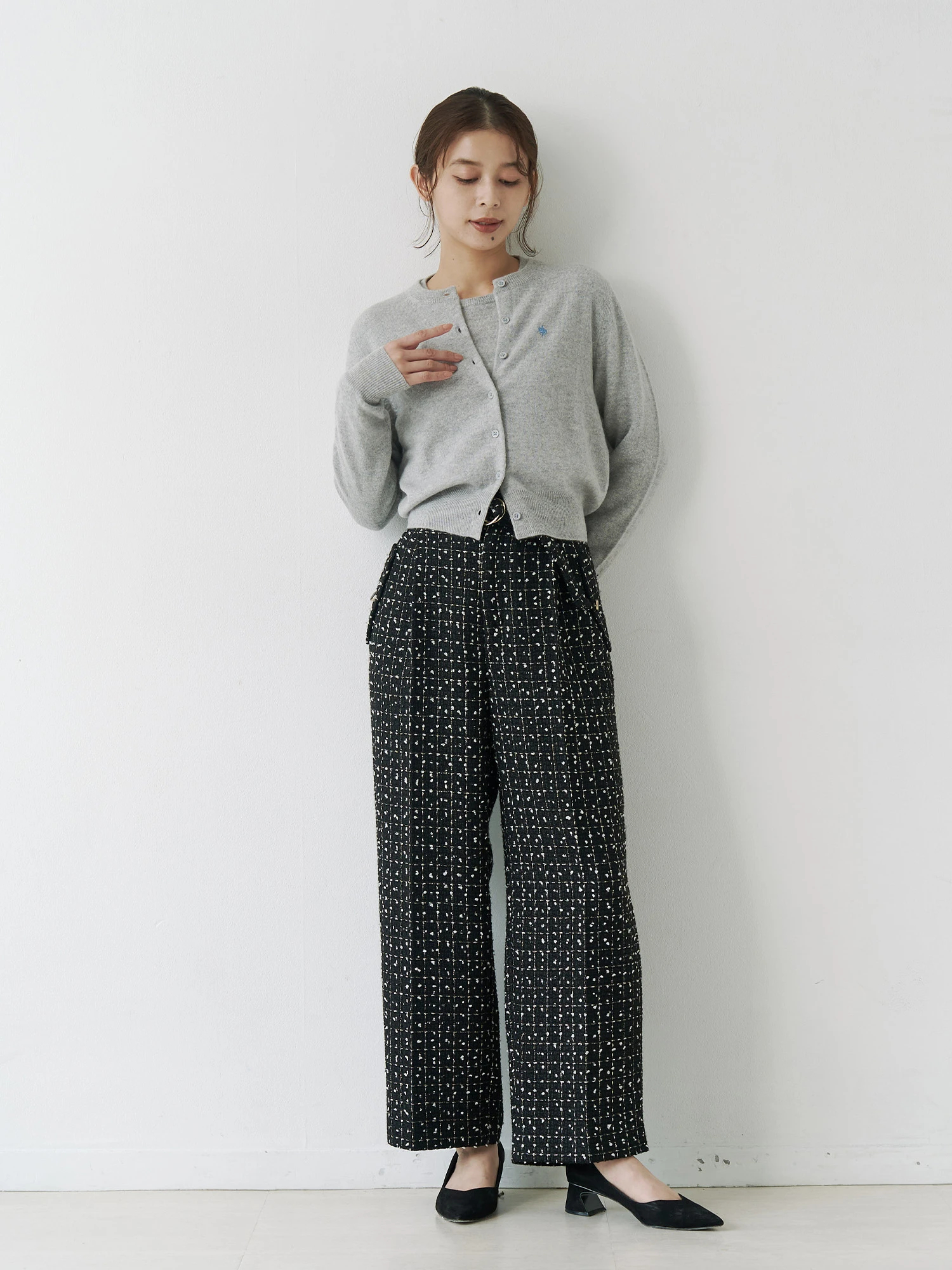 CHANEL ブラックツイードワイドパンツ CHANEL ブラックツイードワイドパンツ CHANEL - シャネル CHANEL