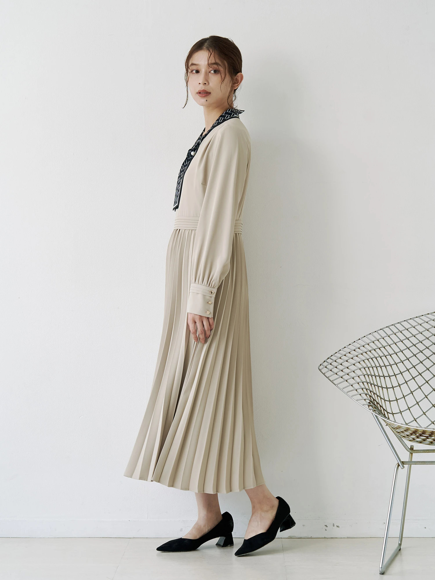 Kolor スカーフパネル ワンピース ウールドッキング Kolor スカーフパネル ワンピース ウールドッキング