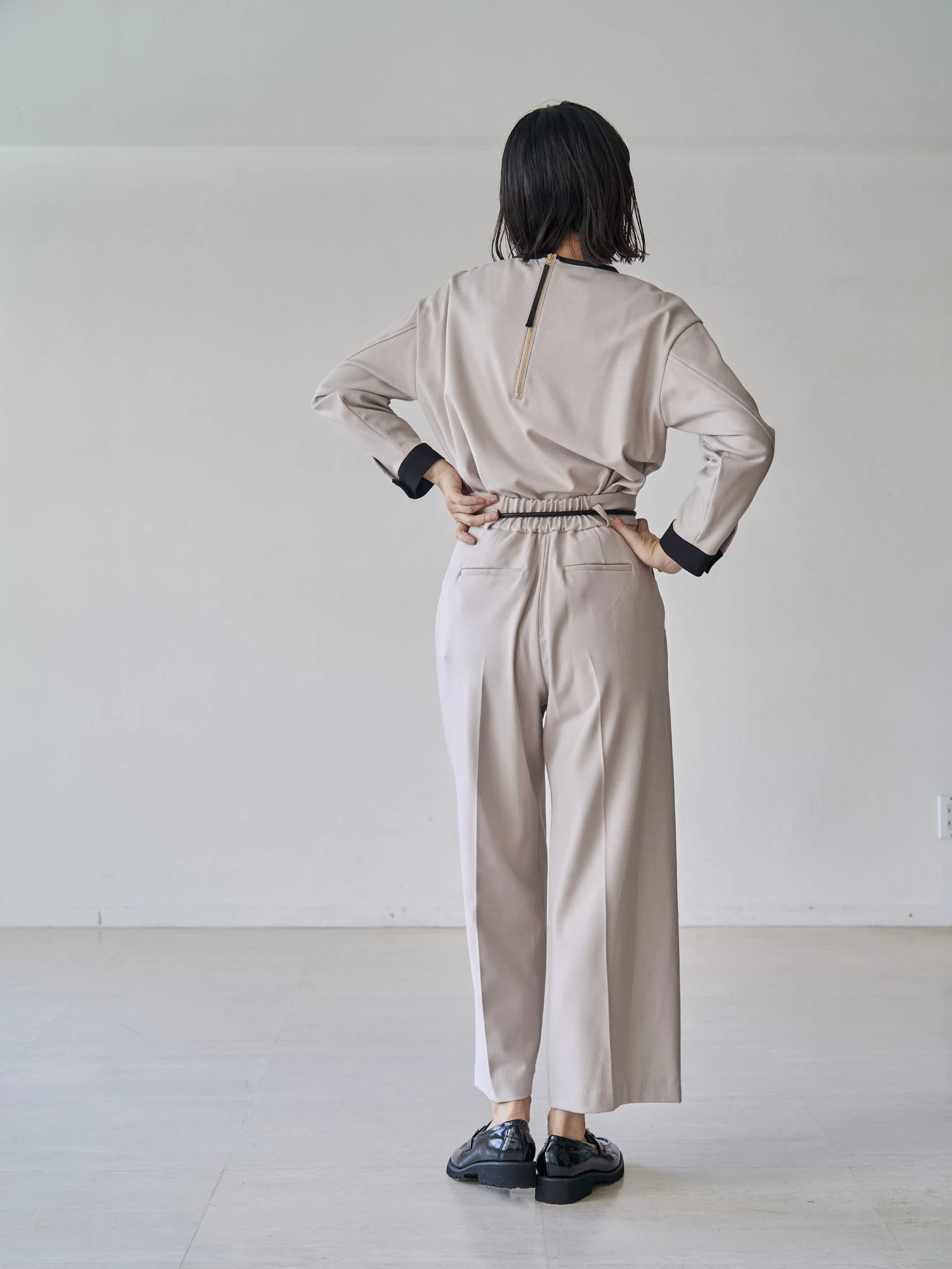 154　まゆみ ウォームツイルハトメベルトワイドパンツ | レディースファッション