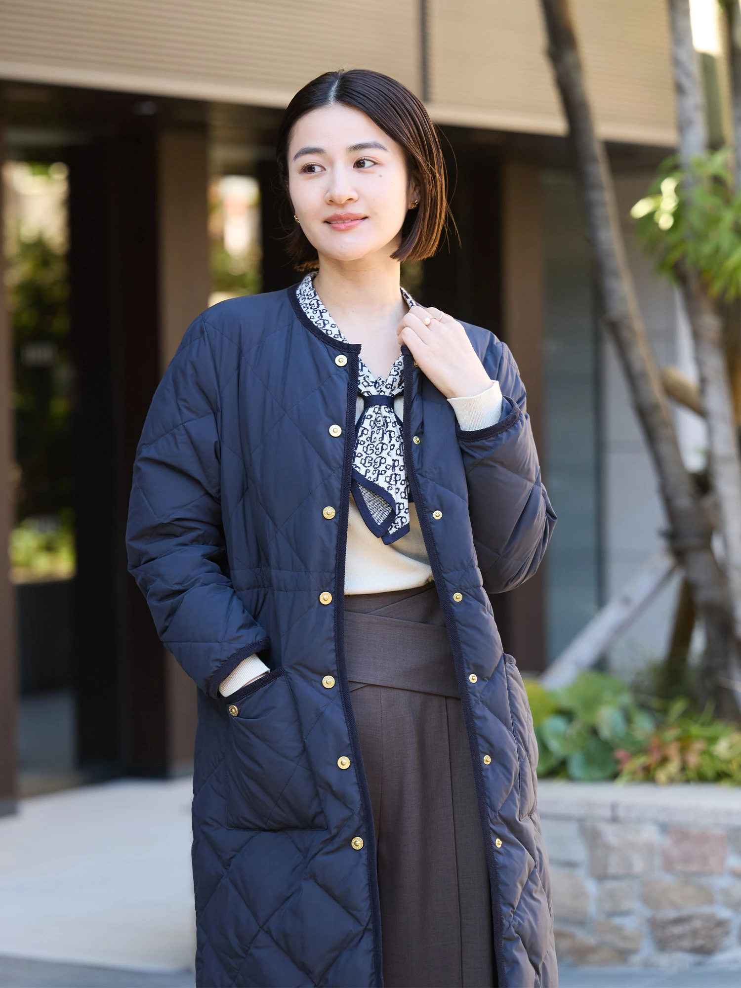 TAIONコラボノーカラーロングダウンコート | レディースファッション