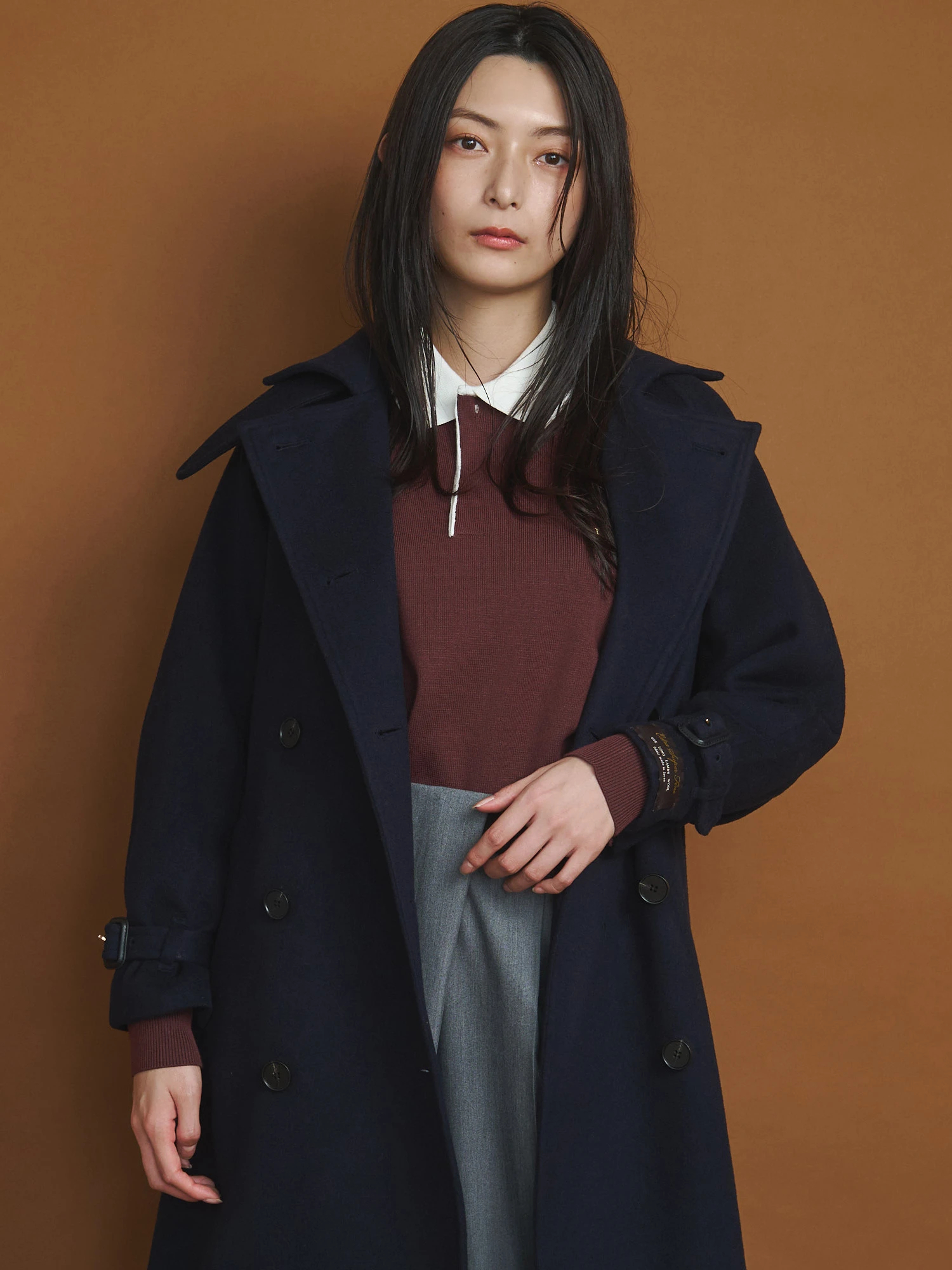 ウールトレンチコート（ブラック） BLACK BY MOUSSY（ブラックバイマウジー）の「wool trench coat(ウール