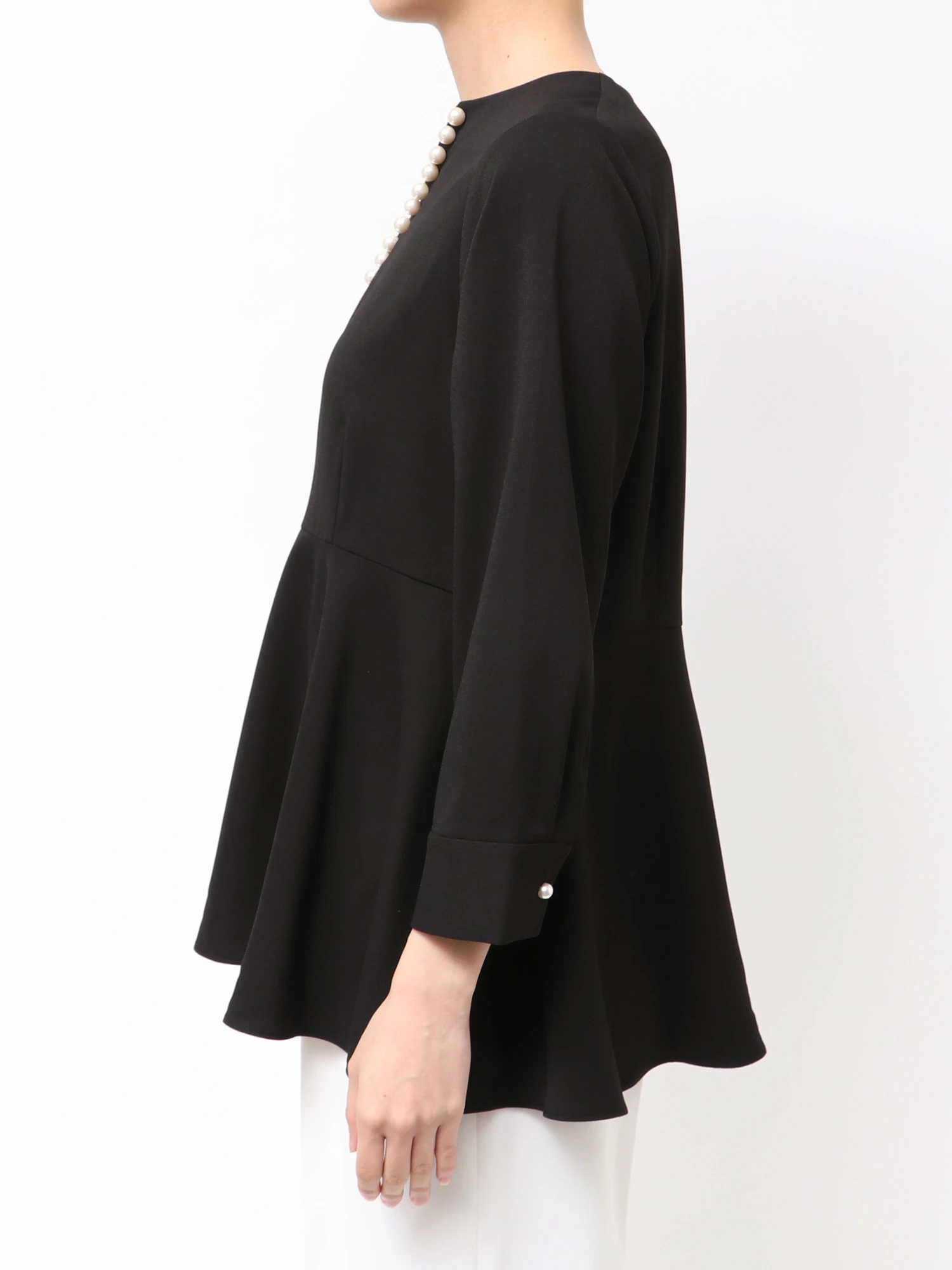 パールキーネックペプラムブラウス | レディースファッション通販の